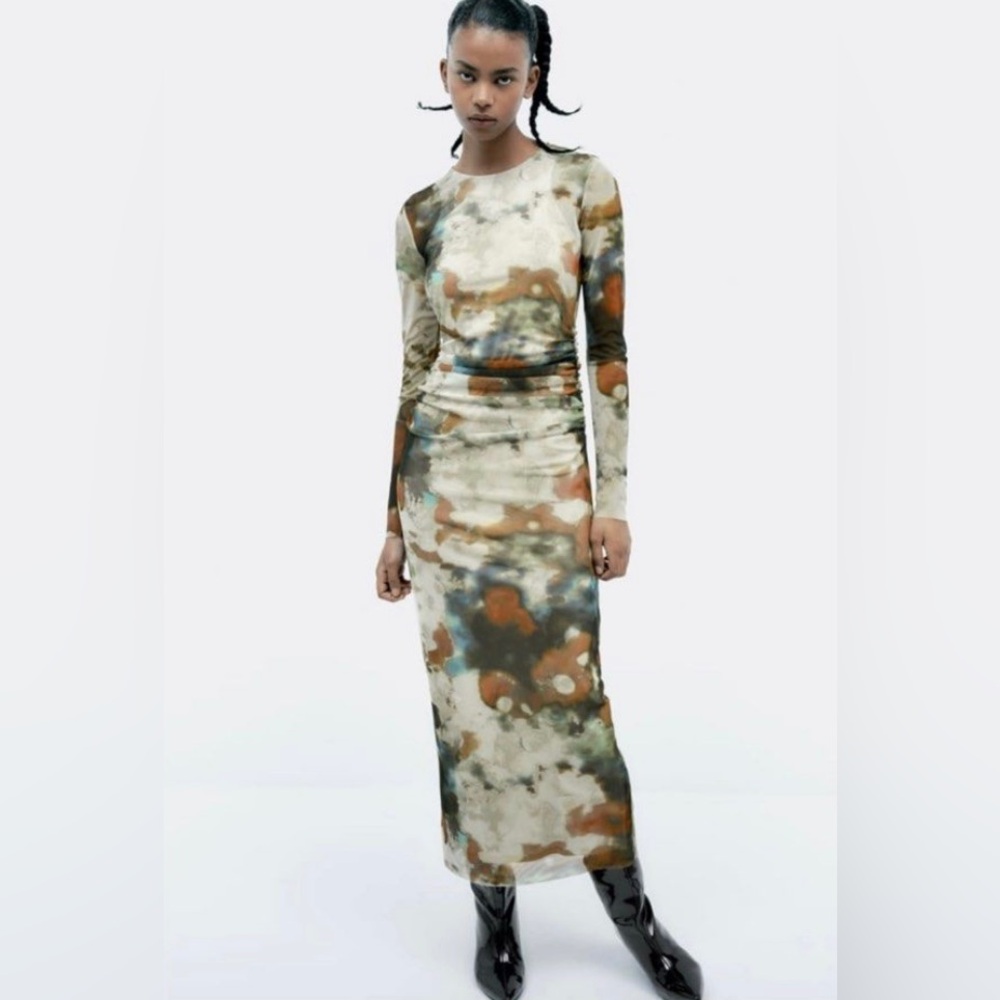 NWT Zara printed dress with tulle